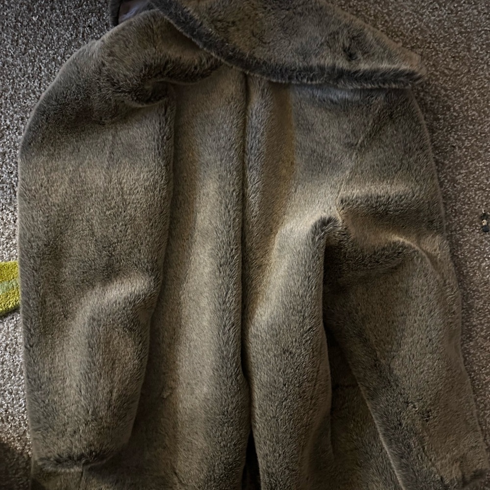 Bernardo Faux Fur Coat in Gray and Tan
